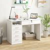 Desk for Bedroom or Office in Wood with 2 Drawers and 2 Keys, 110x50x76cm - White
