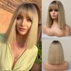EASIHAIR Синтетические парики боб с челкой, короткие, прямые, светло-блонд, бежевые, натуральные, для женщин, на каждый день, косплей, термостойкие