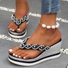 Fashion Pearl Clip Toe Wedges Sandals Women Summer 2025 Chunky Platform Beaded Silver Flip Flops Woman Thick Sole Beach Slippers Shoes