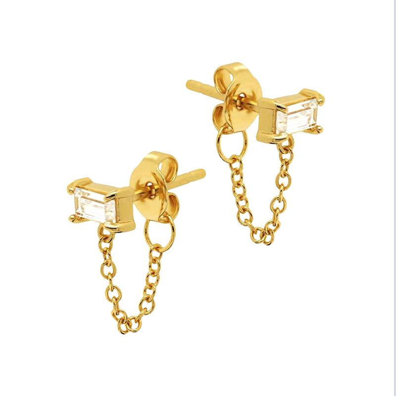 925 Silver Needle Luxury Long Chain Tassel Crystal Stud Earrings For Women Exquisite Pendant Gold Earrings Fine Jewelry