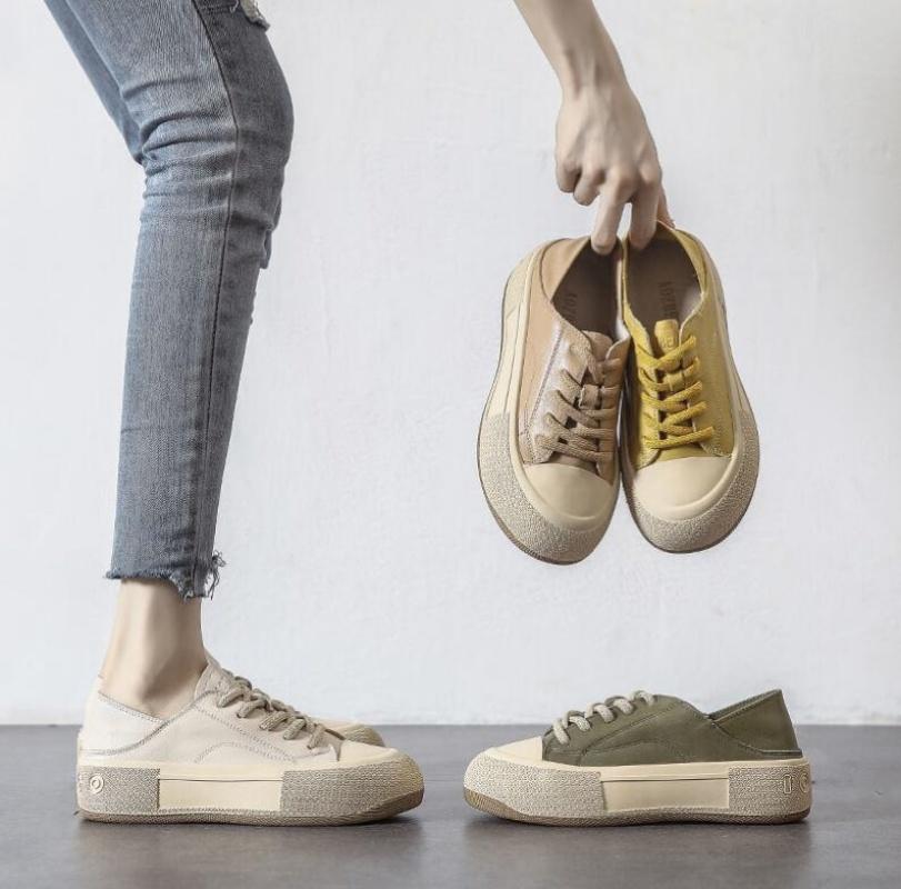 Женские кроссовки на платформе из натуральной кожи, весенние повседневные вулканизированные туфли, женские осенние туфли на толстой подошве в стиле ретро для скейтбординга