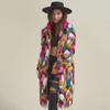 Women Faux Fur Long Coat Rainbow Colorful Fashion Faux Fox Fur Autumn Winter Female Casual Street Warm Cloth