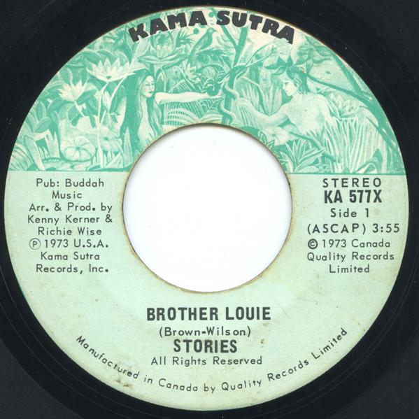 7-дюймовая пластинка STORIES Brother Louie KA577X KAMA SUTRA 1973 Канада Рок Б/у