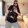 2025 Summer Pure Cotton Casual Oversized T Shirt Women's Streetwear Harajuku Large Size Funny Cartoon Print Short Sleeve T-shirts for Women Y2k Tops