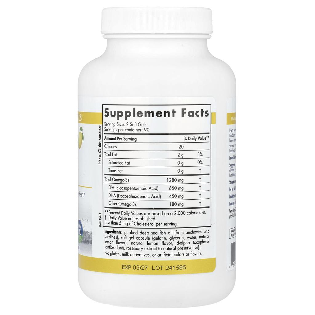 Nordic Naturals ProOmega, Lemon, 1,000 Mg, 180 Softgels