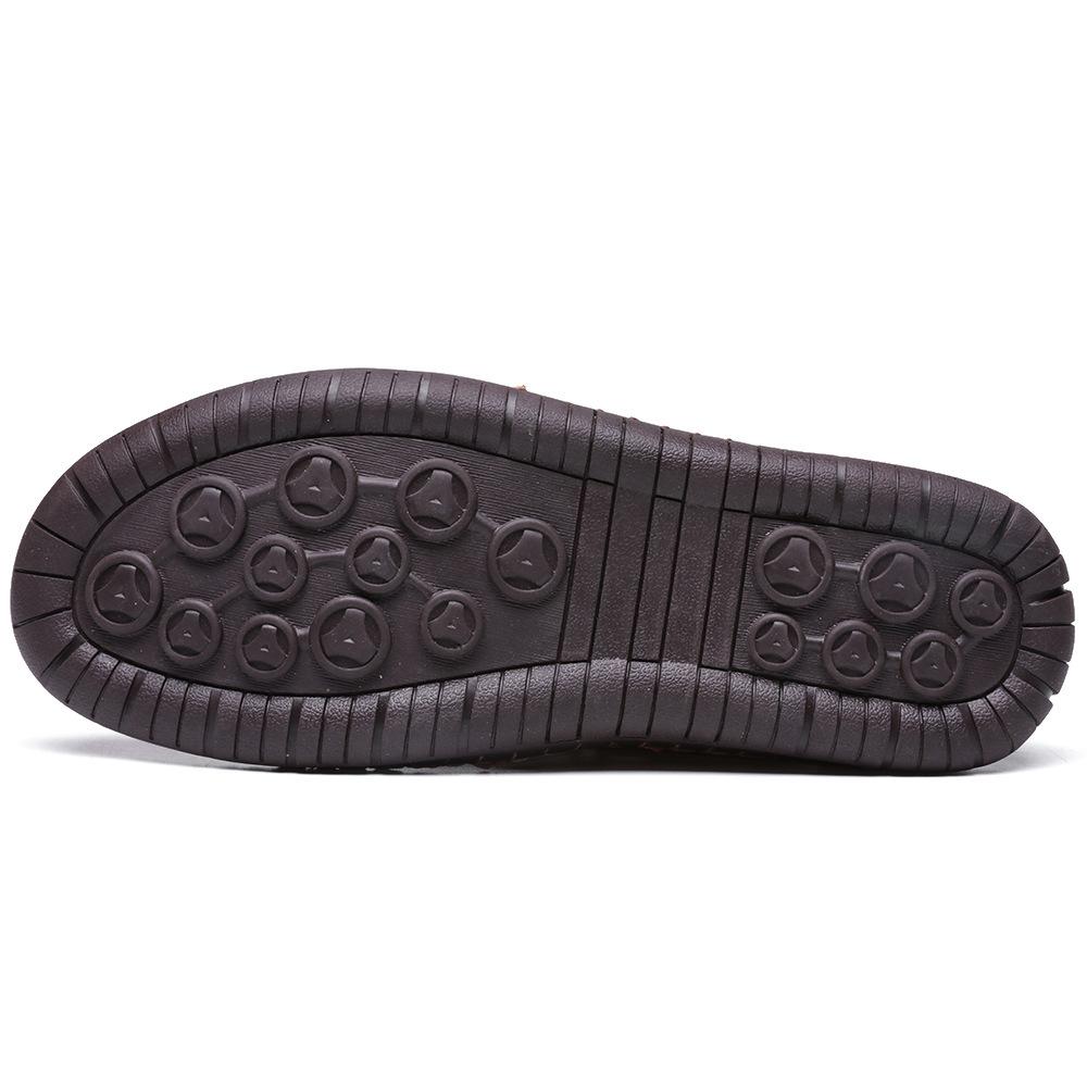 Men's Shoes Short Boots Autumn Sewn Leather Boots High Top Leather Flat-soled Outdoor Workwear and Casual Shoes Large-size Board Shoes