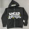 European and American Street Retro Fashion Trend Letter Printed Zipper Hoodie for Men and Women