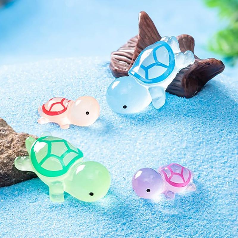 10Pcs Mini Turtles Luminous Ornament Figures Tiny Turtles Micro Fairy Garden Landscape Fish Tank Landscaping Accessories