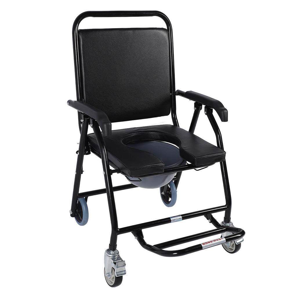 Стул-туалет с колесами, утолщенная подушка, складной стул-туалет с ведром для пожилых людей дома