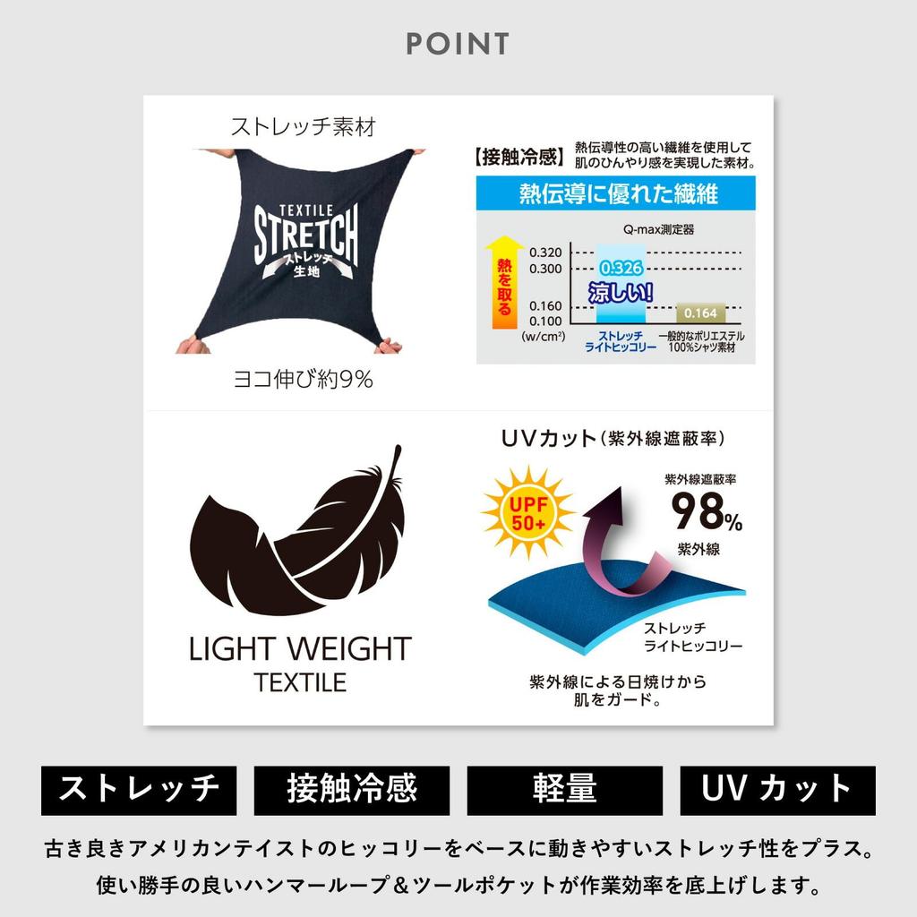 Dickies Рубашка с длинным рукавом Hickory Стрейч Охлаждающая Dickies Pro Uni Размер наклейки Размер 3L D-7106 Рабочая одежда, Рабочая одежда, Круглогодичная, CO-COS в комплекте, 13.Черный,