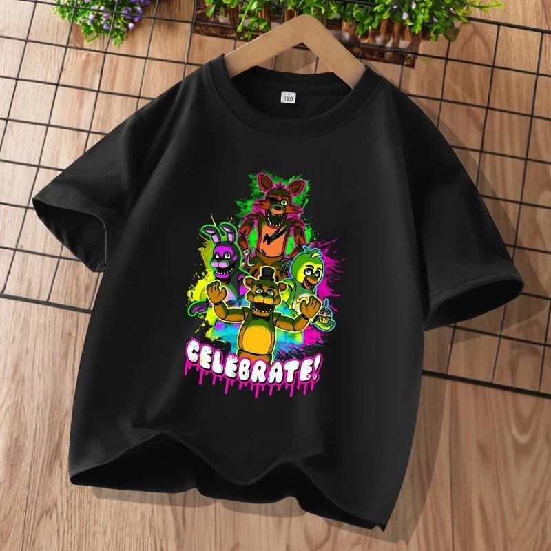 Мультяшные детские футболки Five Nights At Freddys, графическая футболка FNAF, детские повседневные спортивные топы с короткими рукавами, детская одежда