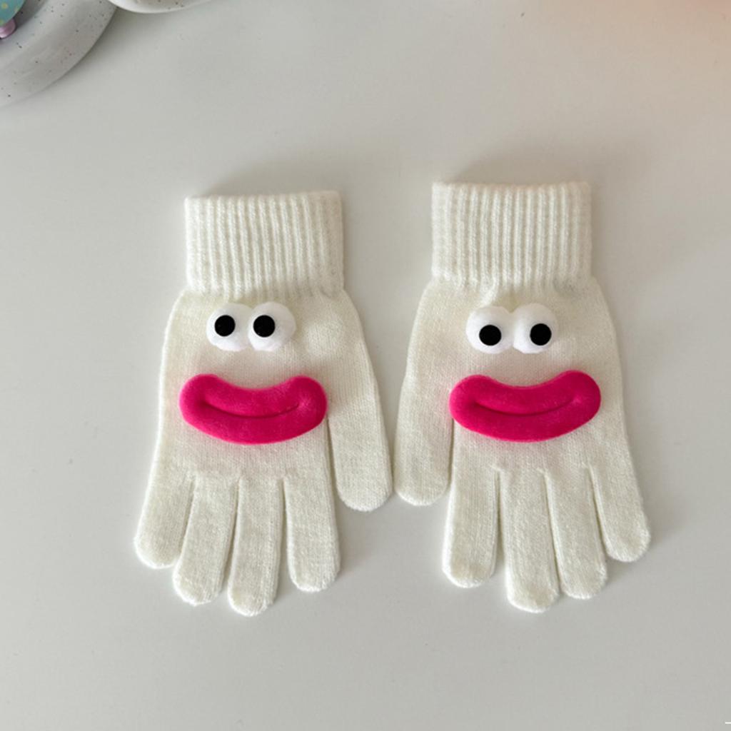 Ladies' Funny Gloves, Warm And Cute Cartoon Sausage Mouth, Leakage Finger, Split Finger, Fleece Gloves