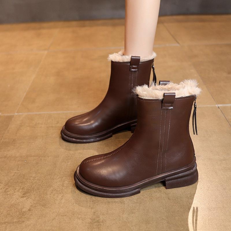 New Snow Boots, Women's Shoes, Fleece and Thickened  Thick-soled Ankle Boots, Anti-slip Cotton Shoes