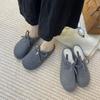 French Fairy Style Lamb Wool Lace-up Flat-bottomed Wool Shoes, Women Wear New Lazy One-pedal Thermal Cotton Shoes In Winter