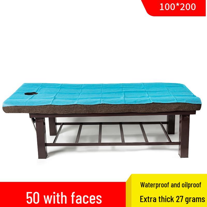 Водонепроницаемые и маслостойкие одноразовые простыни для массажного стола с отверстиями, идеально подходят для салонов красоты, утолщенные, упаковка 50 штук.