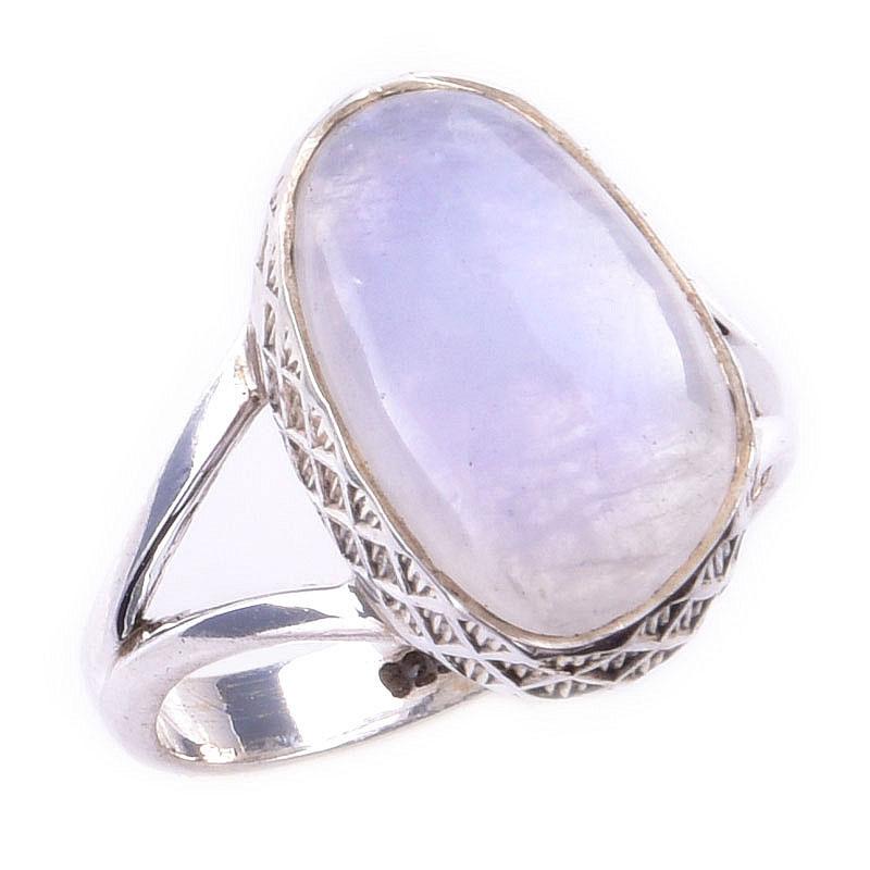 Natural Rainbow Moon Stone Gemstone Handmade 925 Sterling Silver Ring S.7 z1g54