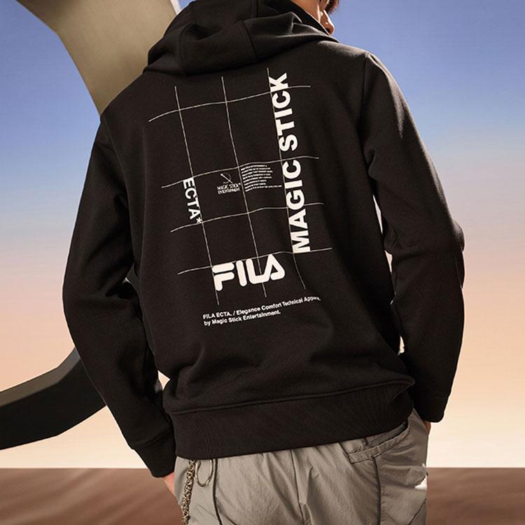 Fila Толстовки Мужские Глубокий черный С капюшоном Умеренный Обычный F11M249203F-BK