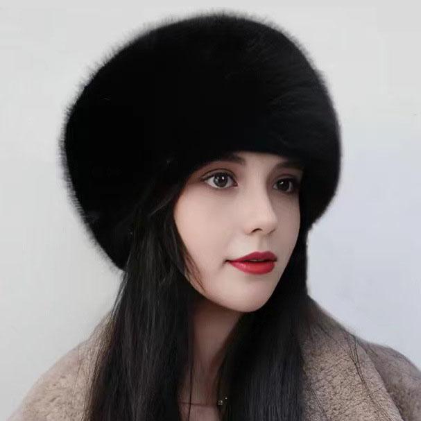 Imitation Fur Faux Fox Fur Flat Top Hat Plush Bucket Hat Thick Warm Double-ear Dome Fairy Hat