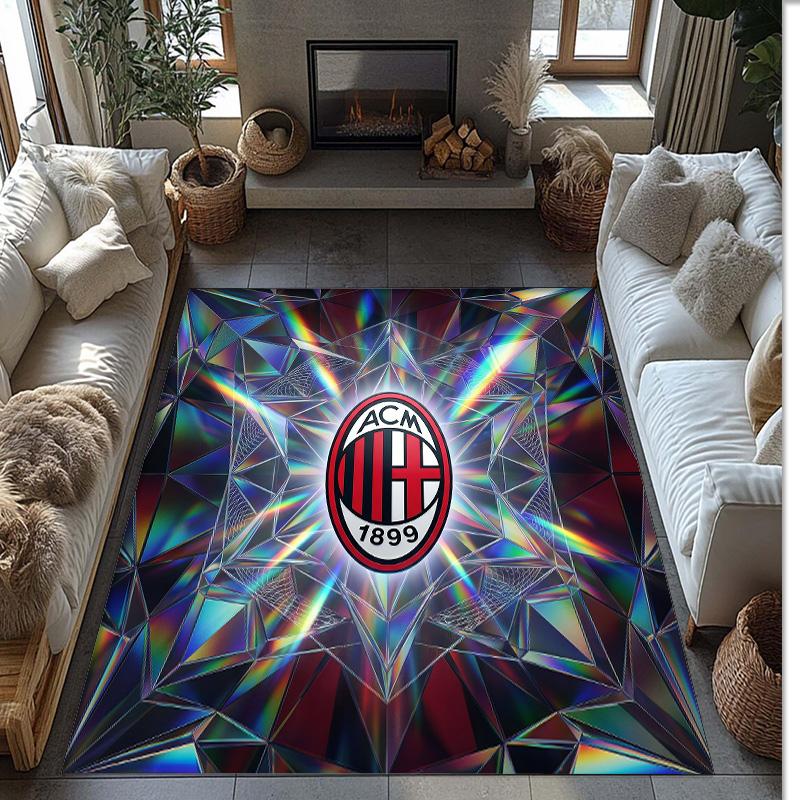 Фланелевый ковер с принтом AC Milan, нескользящий, мягкий, из полиэстера, для пола, декоративный коврик для спальни, гостиной, дивана, игровой комнаты, домашний декор