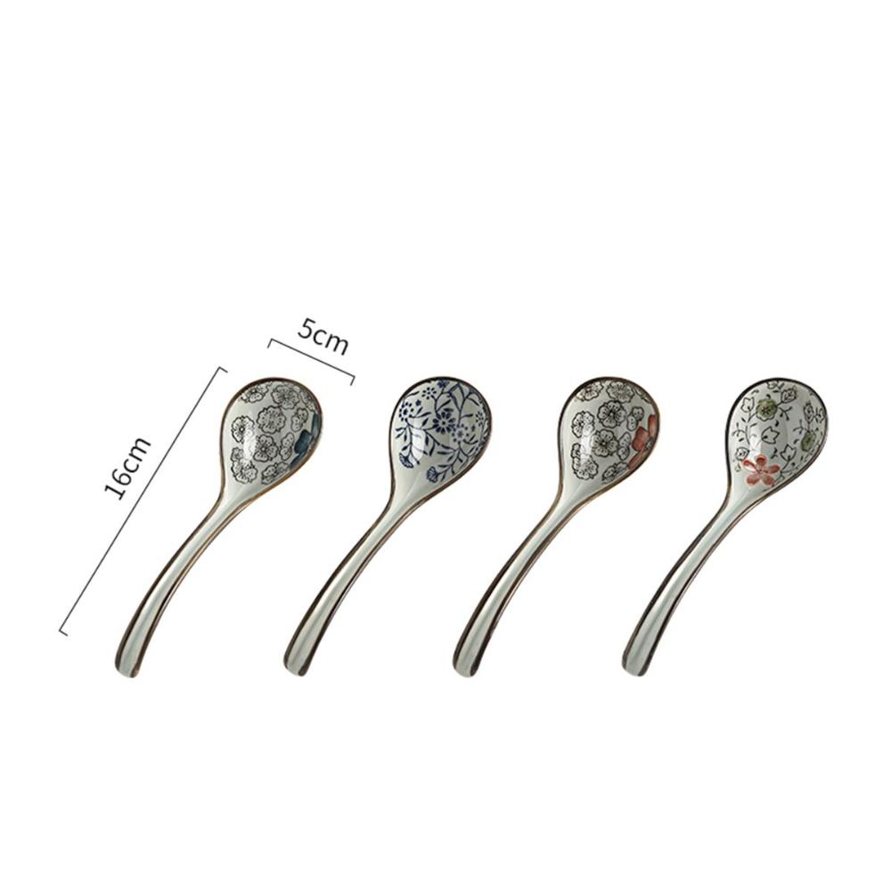 Adults Kids Mixing Eating Japanese Style Ceramic Tableware Kitchen Utensil Soup Spoons Cutlery