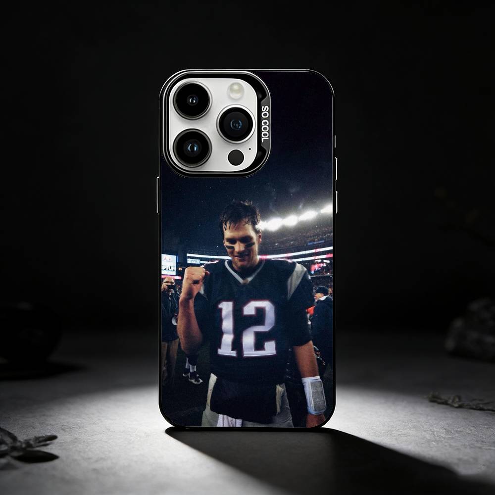 American Football Tom Brady Phone Case For iPhone 17,16,15,14,13,12,11 Plus,Pro Max,XS,Colored silver phone case