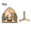 Teak Wood Jesus Birth Figurines Nativity Scene Wooden Tabletop Sign, Christmas Manger Holy Family Figurine Decor, Holiday Home Accents Religious Xmas