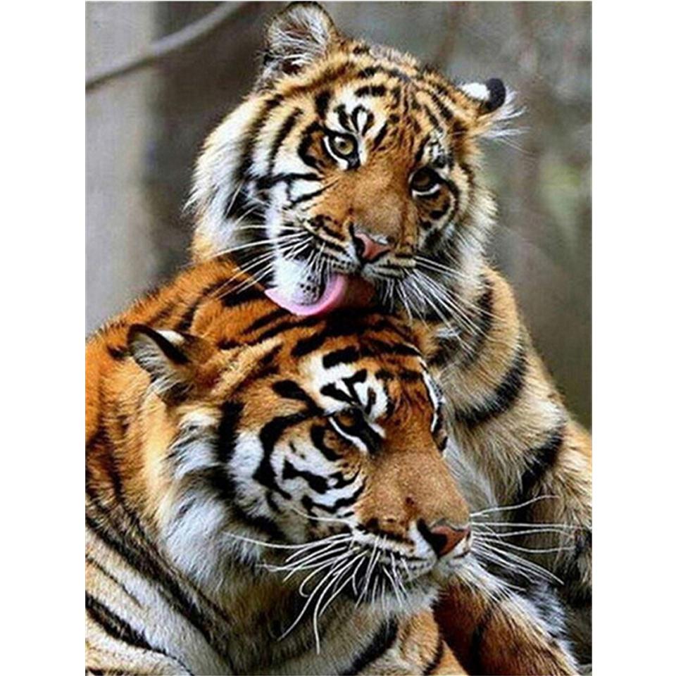 Diamond Painting "Tiger" Animal 5D DIY Full Round Diamond Embroidery Kit Rhinestone Cross Stitch Decoration Mosaic Picture Gift