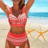 Женский купальник с подвеской на шее и волнистым принтом, бикини с коротким топом, купальник