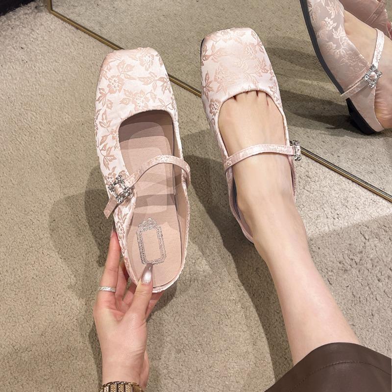 Новые балетки женские элегантные цветочные жаккардовые атласные шелковые туфли Мэри Джейн женские фирменные тапочки-мюли плоские сандалии большого размера 42