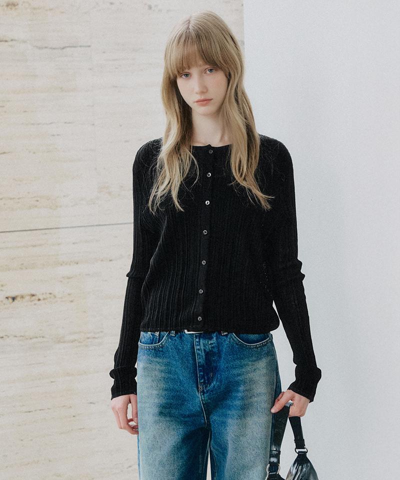 LEFTSEOUL All Day Linen Blend Cardigan [Black]
