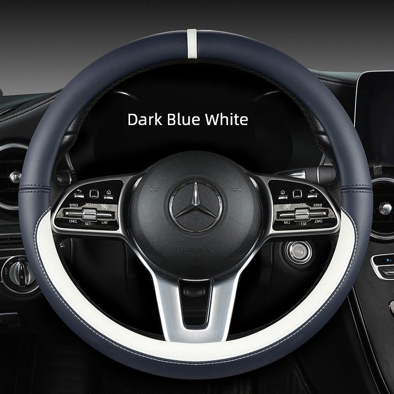 New Car Steering Wheel Cover All Year Round Neutral Fashion Color Contrast Non Slip Abrasion Resistant Napa Leather Car Steering Wheel Cover