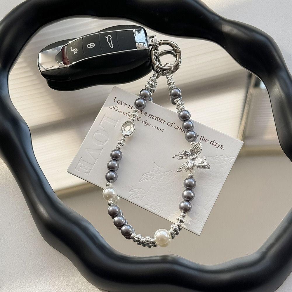 Phone Charm Love Bowknot Phone Pendant Beaded Mobile Phone Lanyard Car Key Chains