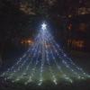 Holiday Curtain String Lights with Star Christmas Tree Topper 350 Leds Waterfall Light String Fairy Lights Xmas Garden Decor
