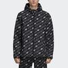 Adidas Originals Trefoil All-Over Print Sports Casual Hooded Windbreaker Jacket Men Outerwear Black DH4796