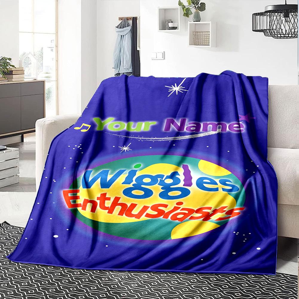 Wiggles Personalized Name Blanket Multi-purpose Personalized Blanket Ultra-Soft Versatile for Office Bed Picnics Sofa Four Seasons Multipurpose