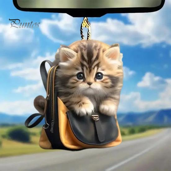 Acrylic 2D Cat Car Hanging Decoration Home Office Backpack Auto Rearview Mirror Cartoon Kitten Animal Hanging Ornament Pendant