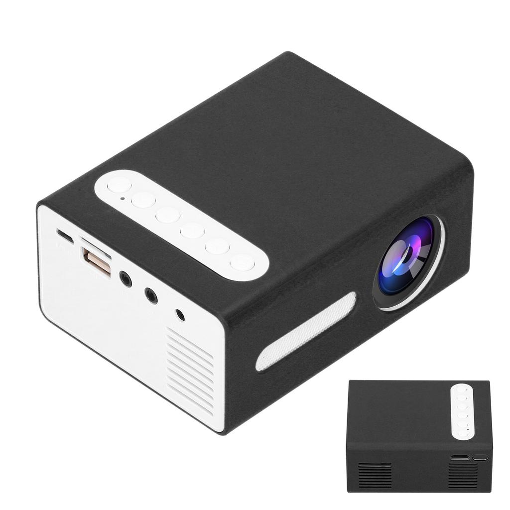 Мини бытовой проектор портативный светодиодный домашний медиа-видеоплеер детский театр T300 (Черно-белый )