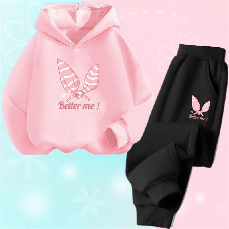 2025 Autumn Korean Girl Clothing Kawaii Kids Clothes Cute Children's Hoodies and Sweatpant 2pcs Set