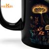 Кофейная кружка с грибом, 350 мл, с ручкой, термостойкая черная керамика, пищевая, многофункциональная чашка для чая, молока, воды, подарок на день рождения для любителей грибов