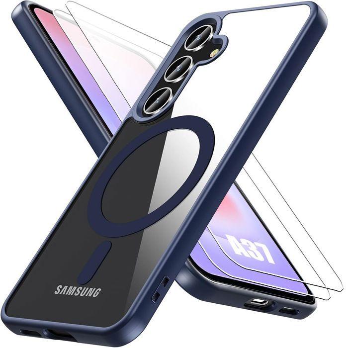 Coque Magnétique - BOOLING - pour Samsung Galaxy A37 5G - Rigide Antichoc - Bleu Marine - 2 Vitres