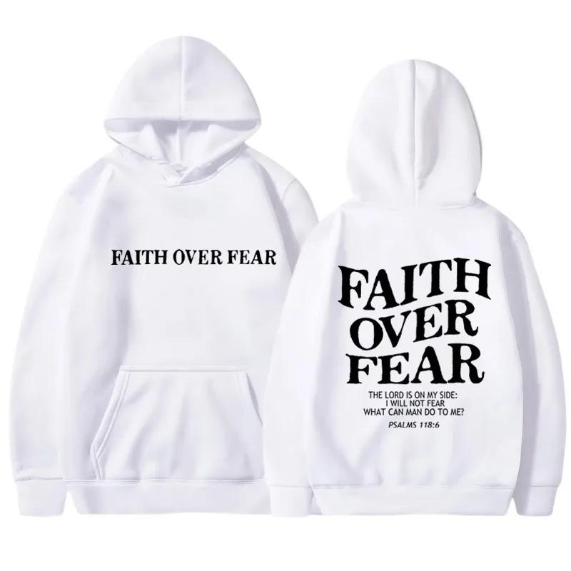 Толстовки с принтом FAITH OVER FEAR для мужчин и женщин, повседневные толстовки с капюшоном с длинным рукавом, хип-хоп, толстовка Harajuku, мужские топы и толстовки Y2k