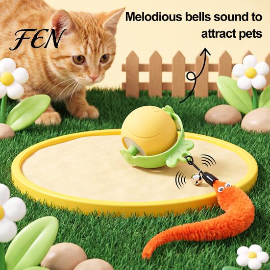 Indoor Cat Entertainment Interactive Ball, Self Rolling Ball with Bell And Detachable Plush Tail, Automatic Obstacle Avoidance, Rechargeable Light for