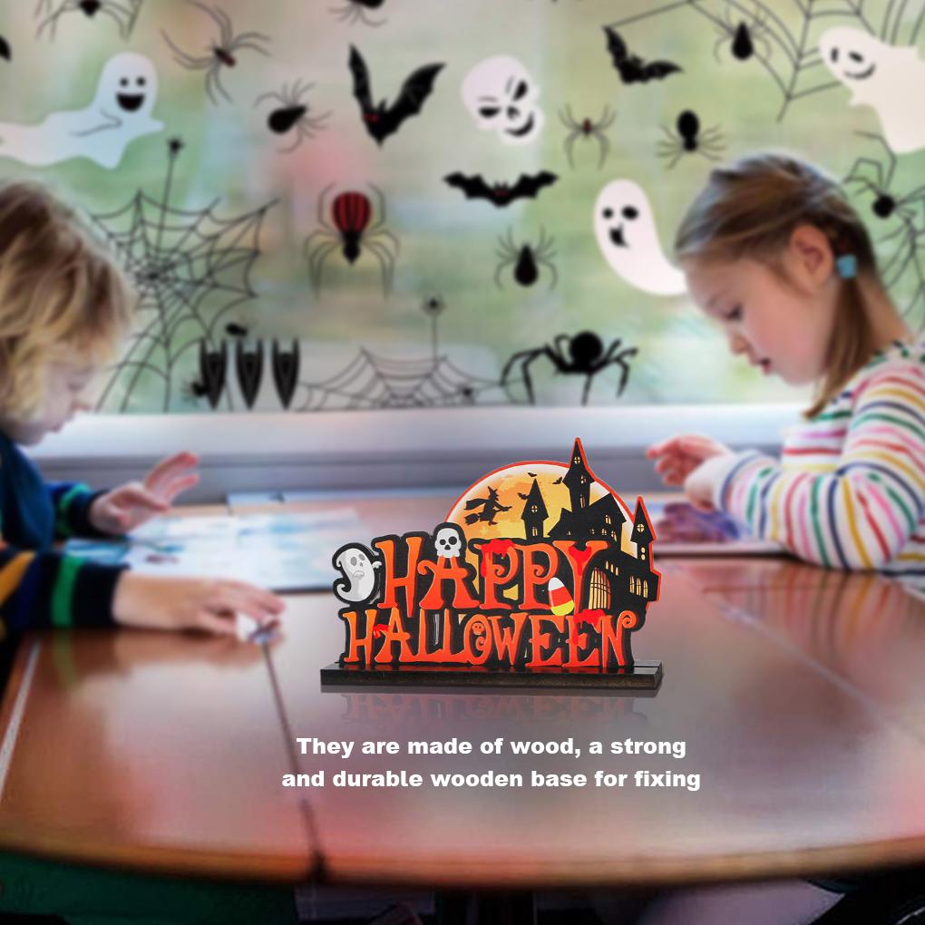 Table Ornament Halloween Party Activity Desktop Decoration DIY Craft Wooden Ornament for Home Decor