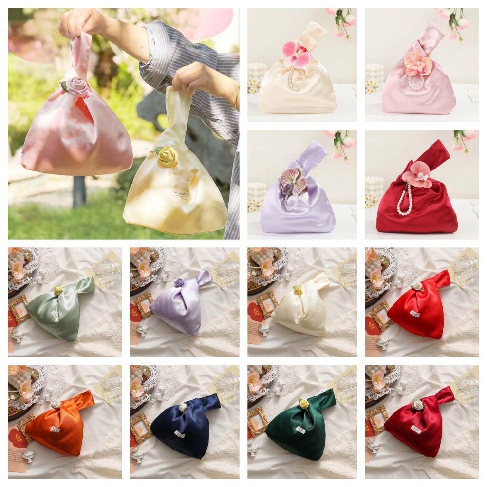 Elegant Rose Wrist Bag Chinese Style Butterfly Orchid Knot Handbag Gift Candies Bag Kids