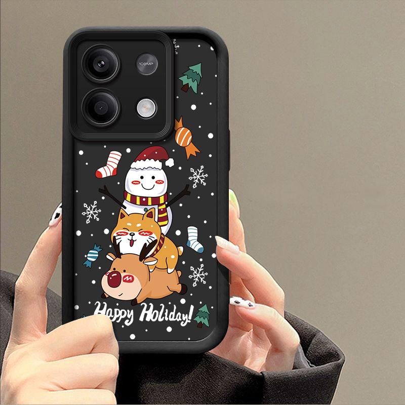 Чехол для телефона Merry Christmas Snowman Elk Print для Xiaomi 13T Pro 11T Poco F6 X6 Redmi Note 13 12 11 Pro 10, мягкий матовый противоударный защитный чехол из ТПУ