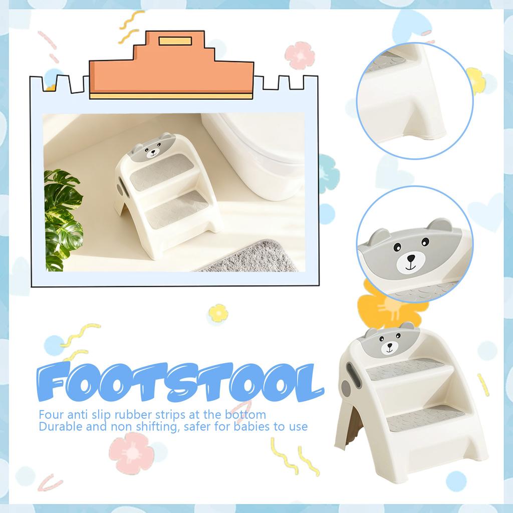 Toddler Bathroom Sink And Toilet Training Stool, Non-, And Tipping-proof A-frame, Assembles In 10 Seconds, Two Steps, Wide Footrest.
