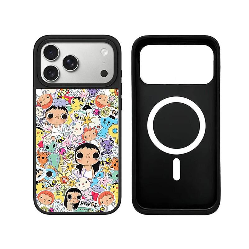 Magnetic Snap-on Mirror Phone Case IPhone 17 Pro Max 16 15 14 With UV Print Graffiti Design Shockproof PET Cover