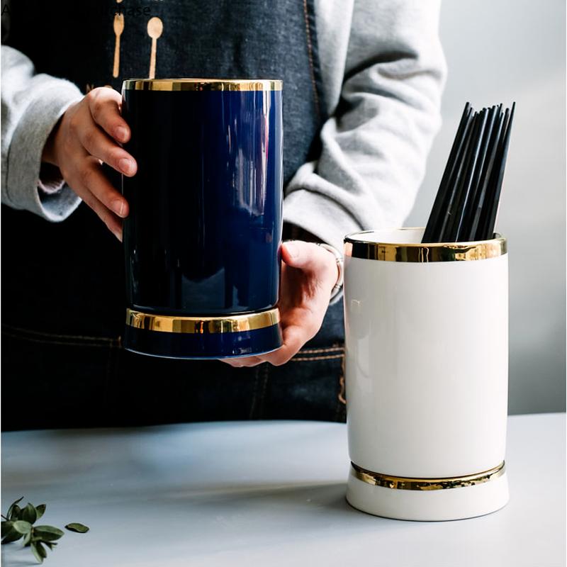 Phnom Penh Ceramic Chopstick Holder Chopsticks Draining Rack Kitchen Supplies Cutlery Cage Chopstick Bucket Tableware Organizer