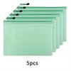 5pcs Waterproof Zip Bag A4 Transparent Document Bag Pen Filing Products Pocket Folder Office School Supply