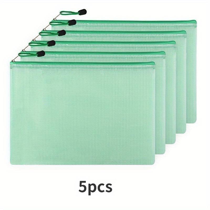 5pcs Waterproof Zip Bag A4 Transparent Document Bag Pen Filing Products Pocket Folder Office School Supply